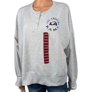 LA Rams Womens X-Large Shirt Top Embroidered Crewneck Long Sleeve Sleepwear New